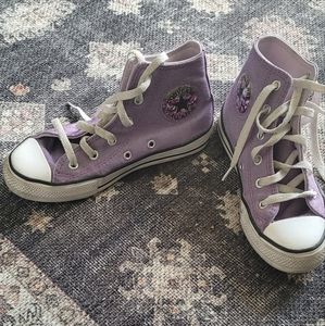 Purple glitter girls converse